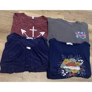 Lot 3 T-Shirt Woman’s Sz M Jesus Christian Bible Verse NOTW Canvas Bonus